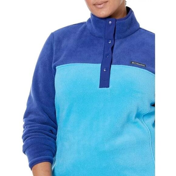 COLUMBIA Women's Benton Springs Fleece Half Snap Pullover Sz XXL Blue - Picture 2 of 8